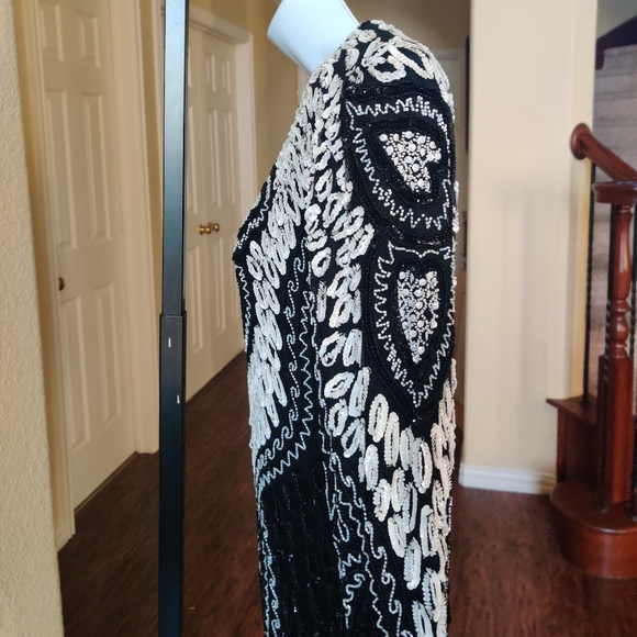 Gold Star VTG Beaded Statement Pure Silk Dress - Picture 6 of 15